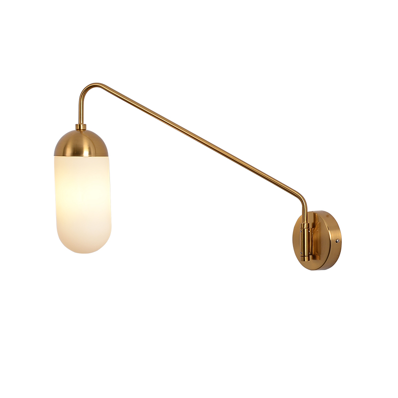 Бра Pelle Sconce, Long Gooseneck Clear Shade Латунь Белый в Краснодаре | Loft Concept 