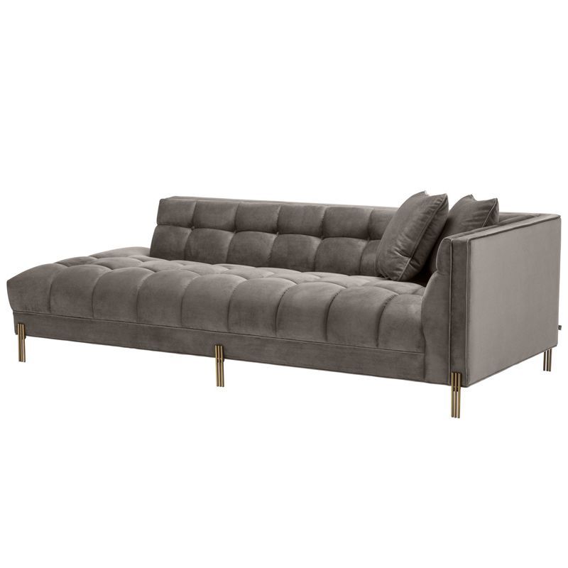 Кушетка Eichholtz Lounge Sofa Sienna Right Серый Матовая латунь в Краснодаре | Loft Concept 