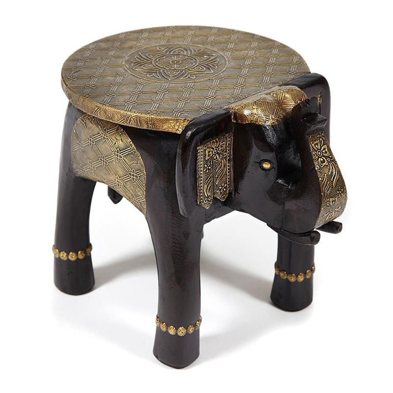 Журнальный стол Antique Indian Brass Mango Wood Elephant Table Черный Латунь в Краснодаре | Loft Concept 