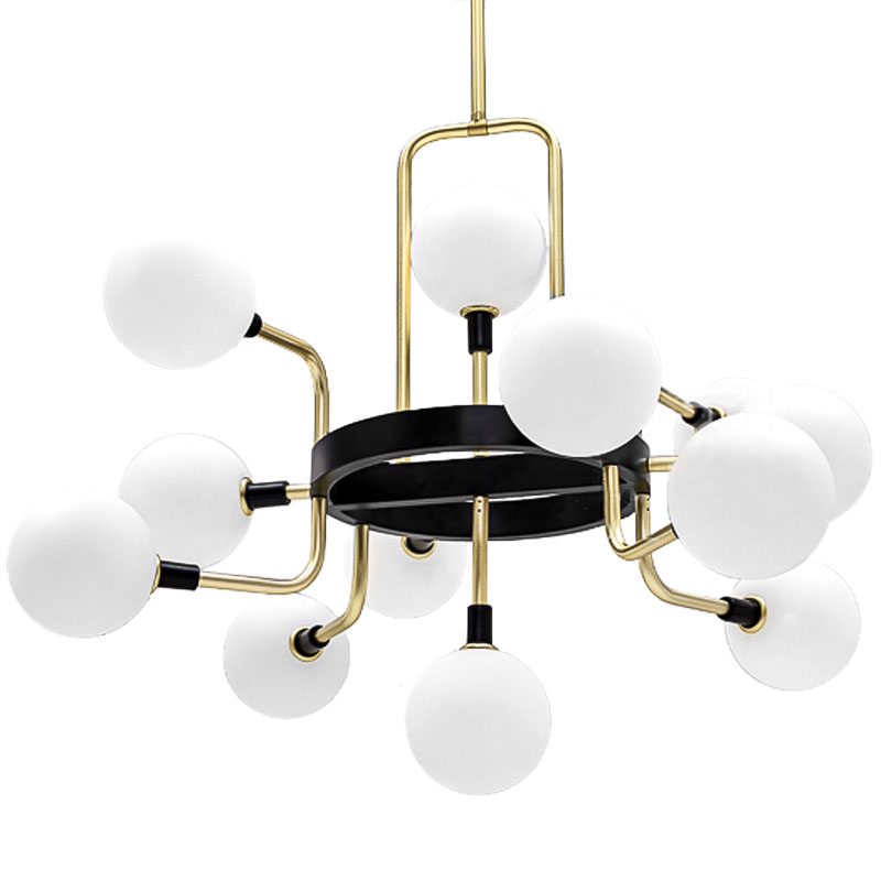 Люстра TECH Lighting Viaggio Chandelier 12 Черный Белый Глянцевое золото в Краснодаре | Loft Concept 