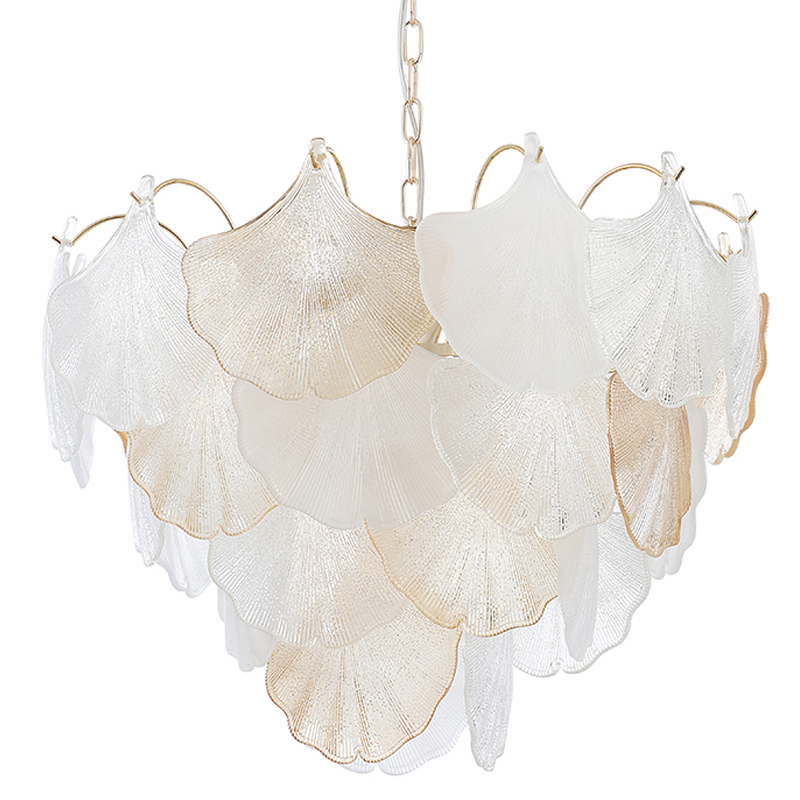Люстра с рельефными стеклянными элементами в форме листьев Textured Glass Chandelier Золотой Прозрачный Белый Янтарный Люстра с рельефными стеклянными элементами в форме листьев Textured Glass Chandelier Золотой Прозрачный Белый Янтарный в Краснодаре | Loft Concept
