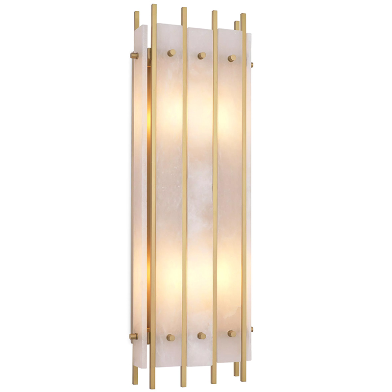 Бра Eichholtz Wall Lamp Sparks L Alabaster Латунь Бежевый Белый Мрамор Bianco в Краснодаре | Loft Concept 