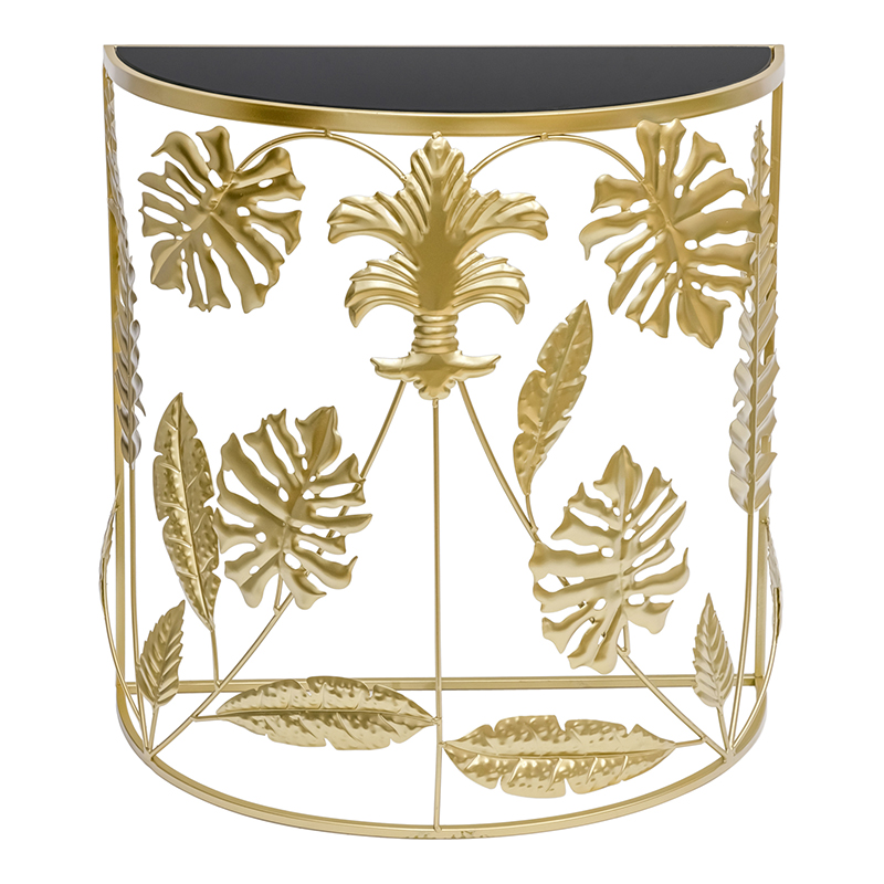 Консоль Tropical Gold Leaves Console Золотой Черный в Краснодаре | Loft Concept 