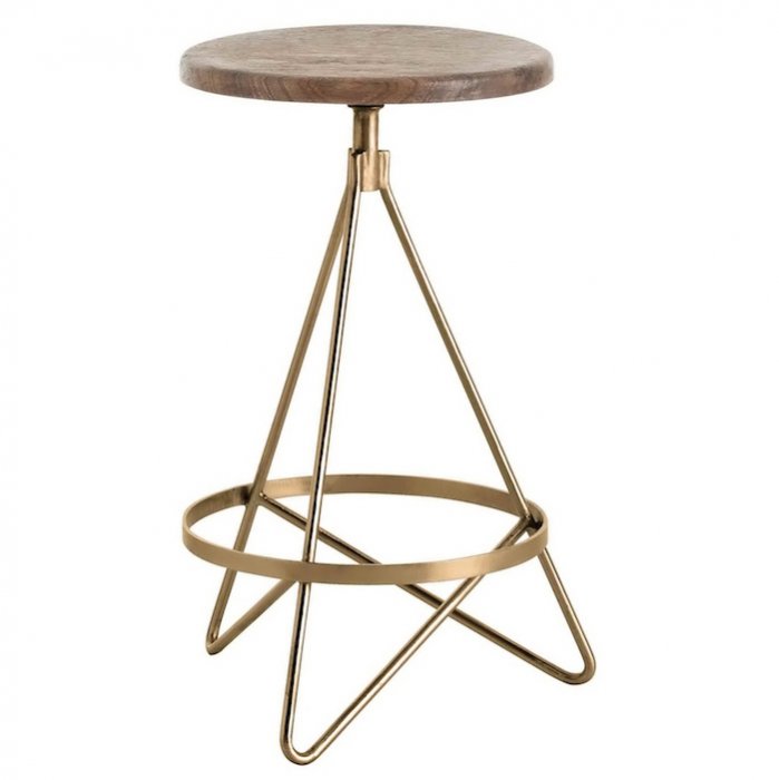 Барный стул Industrial Vintage Brass Iron Swivel Bar Stool Золотой Коричневый в Краснодаре | Loft Concept 