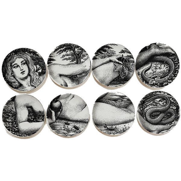 Тарелки FORNASETTI SET OF 8 "EVA" Черный в Краснодаре | Loft Concept 