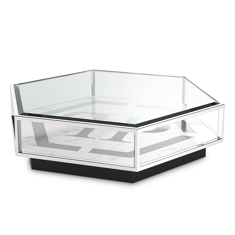 Кофейный стол Philipp Plein Coffee Table Falcon View Chrome Хром Белый Серый Черный в Краснодаре | Loft Concept 