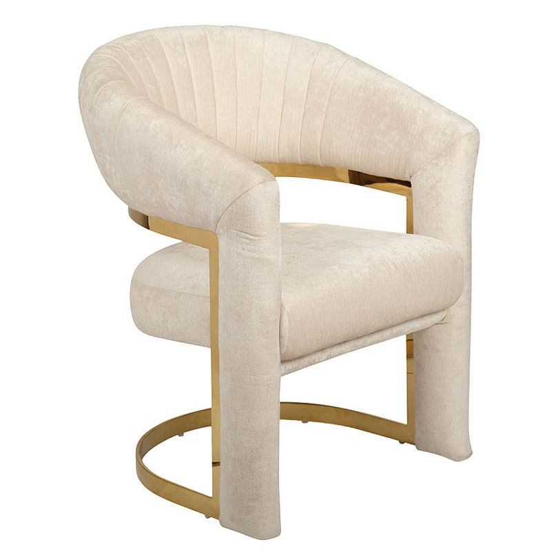 Полукресло Valbonne Chair cream velour Кремовый Глянцевое золото в Краснодаре | Loft Concept 