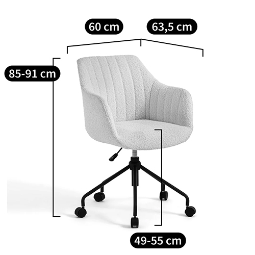 Вращающееся кресло с обивкой букле Boucle Office Chair в Краснодаре