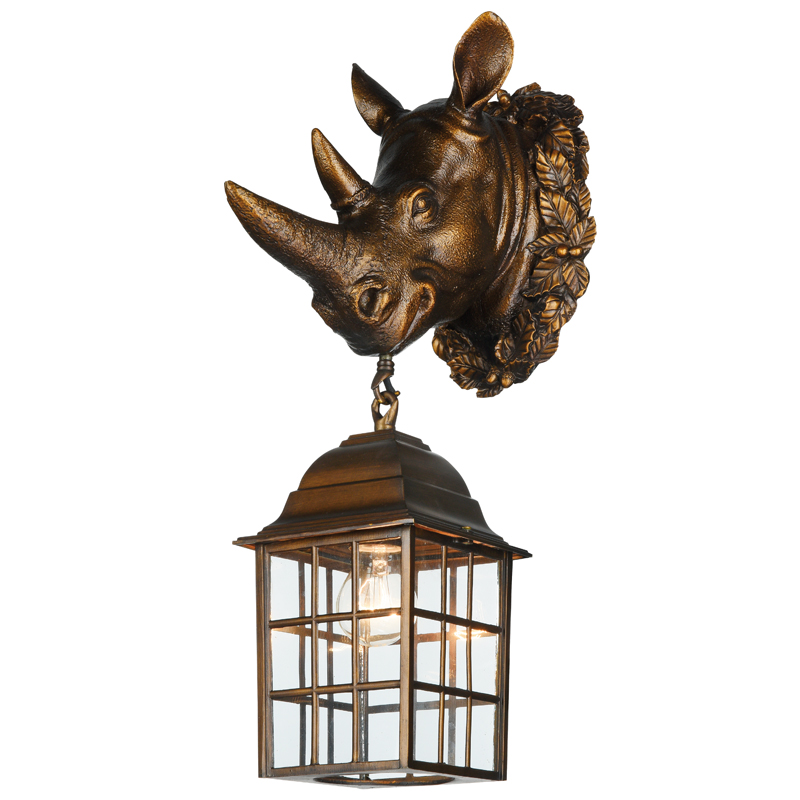 Уличный светильник Rhinoceros Lantern Темная бронза Прозрачное Стекло в Краснодаре | Loft Concept 