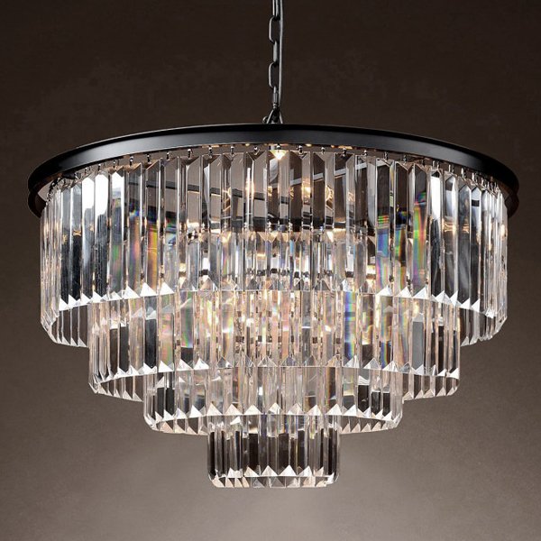 Люстра RH 1920s Odeon Clear Glass Fringe Chandelier -60 Черный в Краснодаре | Loft Concept 