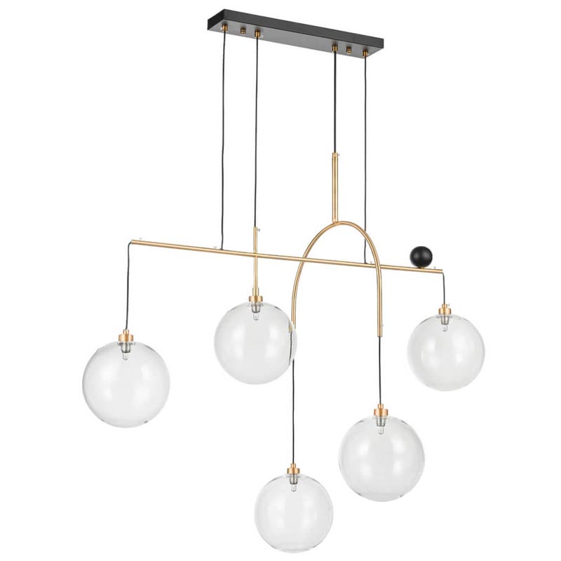 Люстра Five Hanging Balls Chandelier Золотой Прозрачный Черный в Краснодаре | Loft Concept 