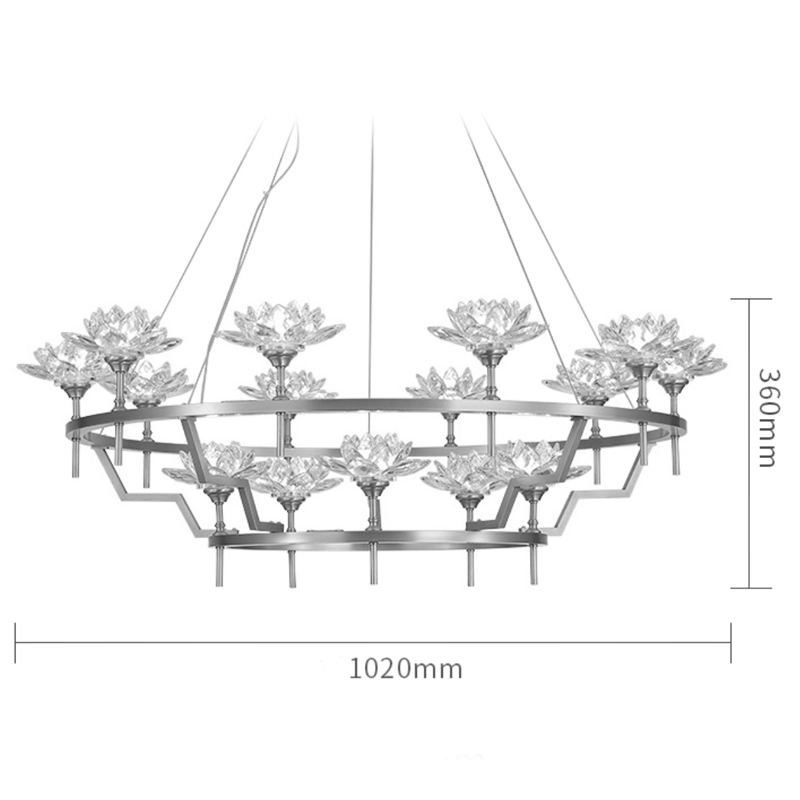 Большая Люстра Хрустальные Цветы Лотоса Lotus flower Clear Glass lamp 15 в Краснодаре