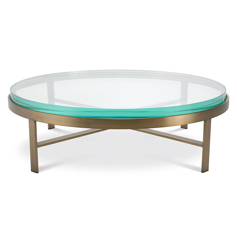 Кофейный стол Eichholtz Coffee Table Hoxton Латунь Прозрачное Стекло Бирюзовый в Краснодаре | Loft Concept 