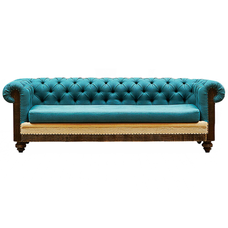 Диван Deconstructed Chesterfield Sofa triple turquoise Linen Коричневый Бирюзовый ivory ( слоновая кость ) в Краснодаре | Loft Concept 