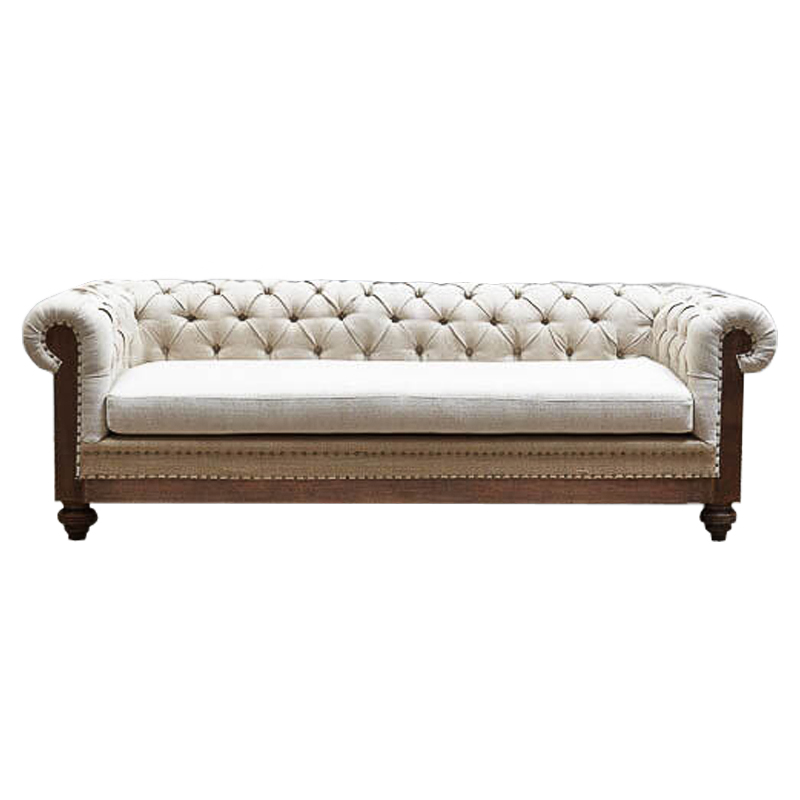 Диван Deconstructed Chesterfield Sofa triple Ivory Linen Коричневый ivory ( слоновая кость ) в Краснодаре | Loft Concept 