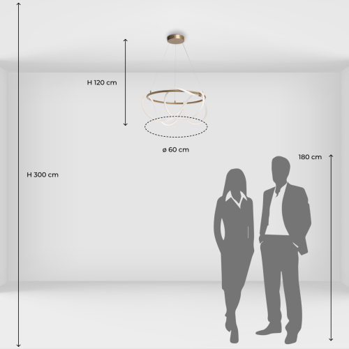 Люстра подвесная круглая золотого цвета с белыми изогнутыми световыми линиями Luke Lampco Tracer Lamp в Краснодаре