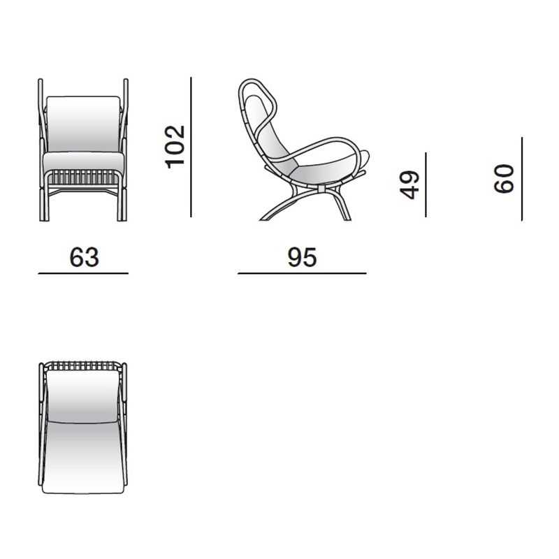 Дизайнерское кресло из ротанга Gio Ponti CONTINUUM D.163.7 BY BONACINA 1889 Armchair в Краснодаре