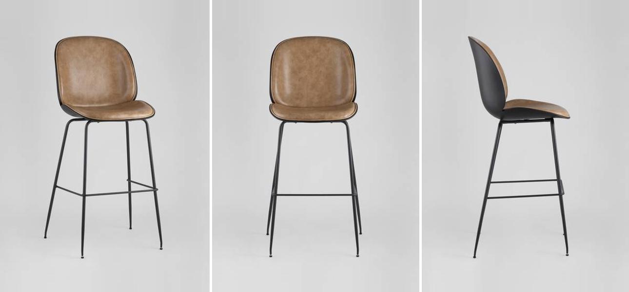 Стул Барный Винтажная Коричневыя Экокожа Vendramin Bar Chair - фото