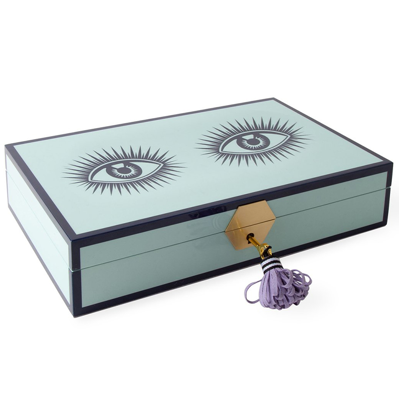 Шкатулка LE WINK LACQUER JEWELRY BOX  Jonathan Adler Мятный Сиреневый Темно-синий в Краснодаре | Loft Concept 