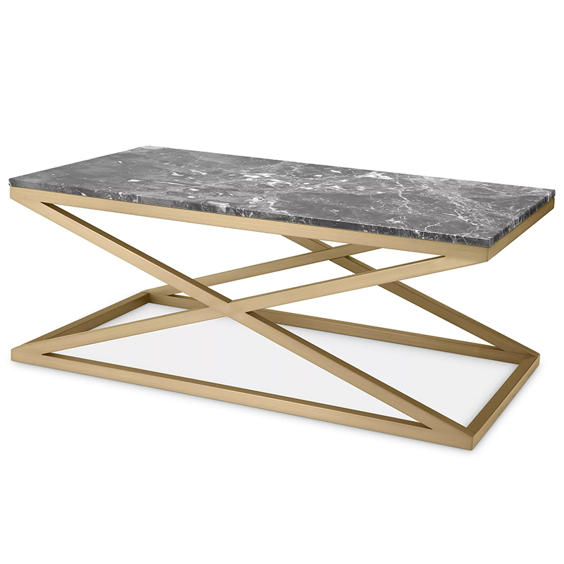 Кофейный стол Eichholtz Coffee Table Criss Cross Латунь Серый в Краснодаре | Loft Concept 