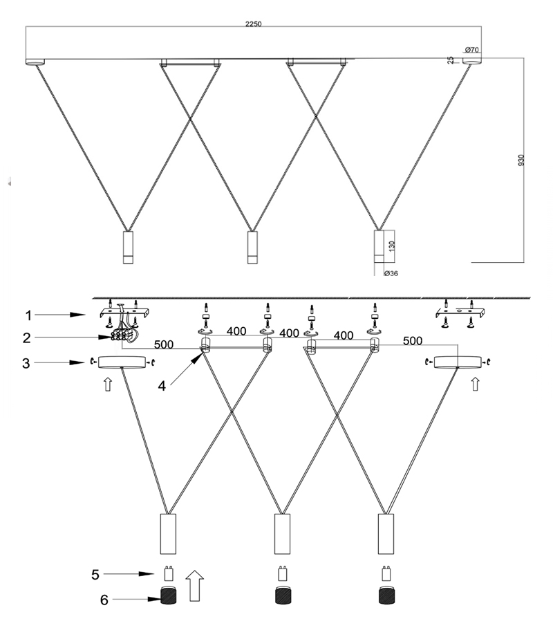 Wireflow LED White Suspension lam 3 патрона в Краснодаре