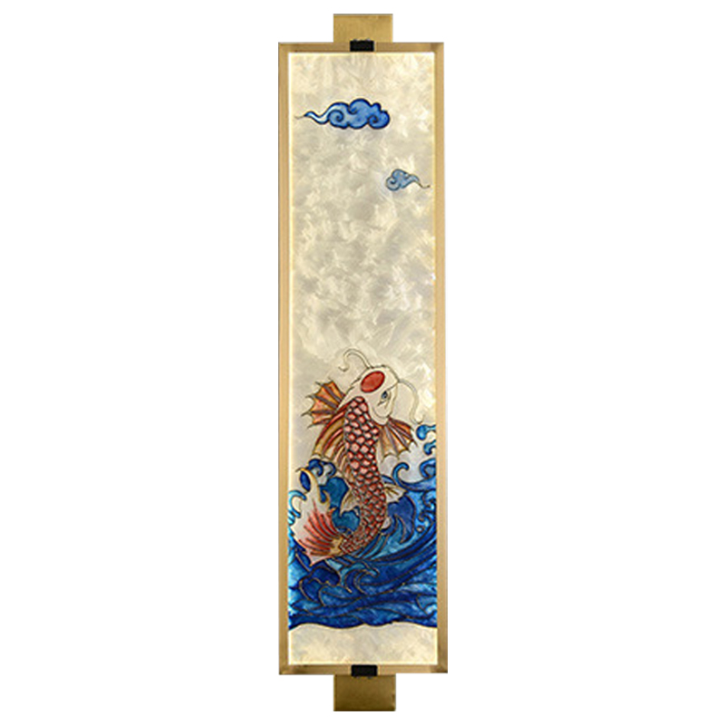 Настенный светильник Red Fish Oriental Scenes Wall Lamp Мульти Золотой Синий Красный в Краснодаре | Loft Concept 