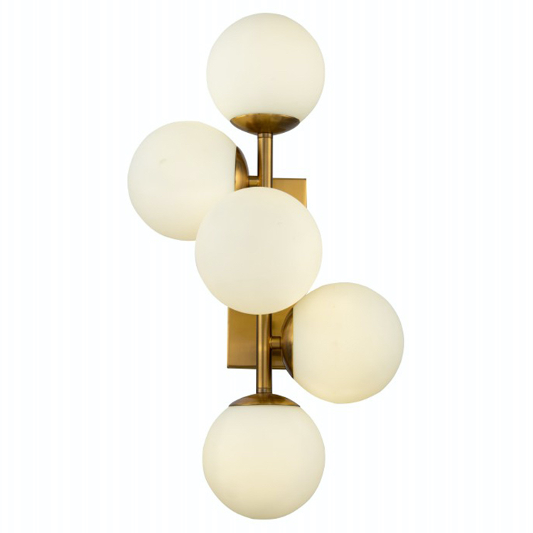 Бра White Balls Sconces Белое матовое стекло Латунь в Краснодаре | Loft Concept 