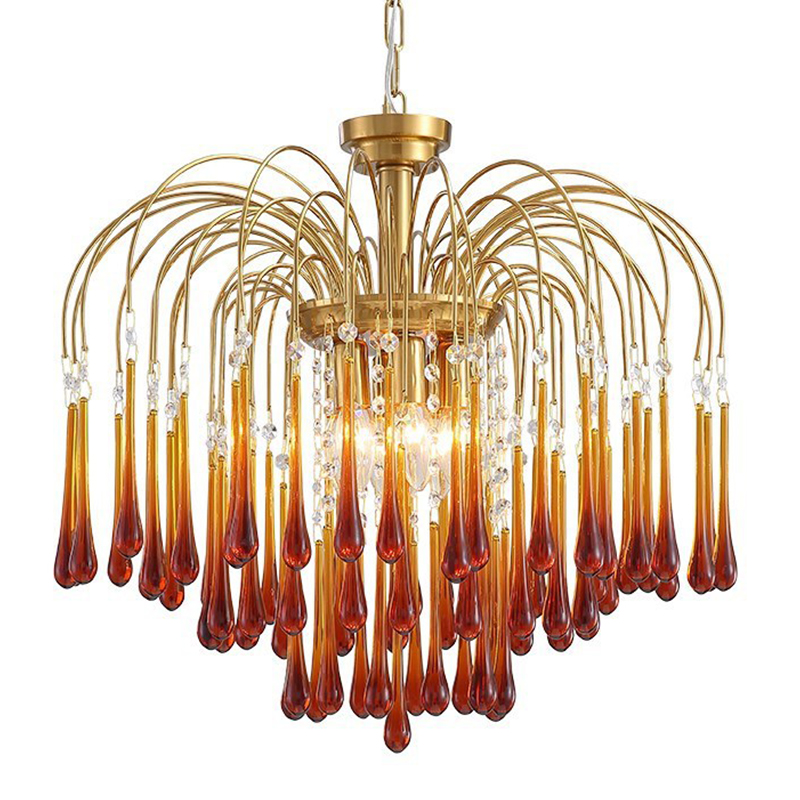 Дизайнерская люстра Amber Drops Chandelier Золотой Янтарный в Краснодаре | Loft Concept 