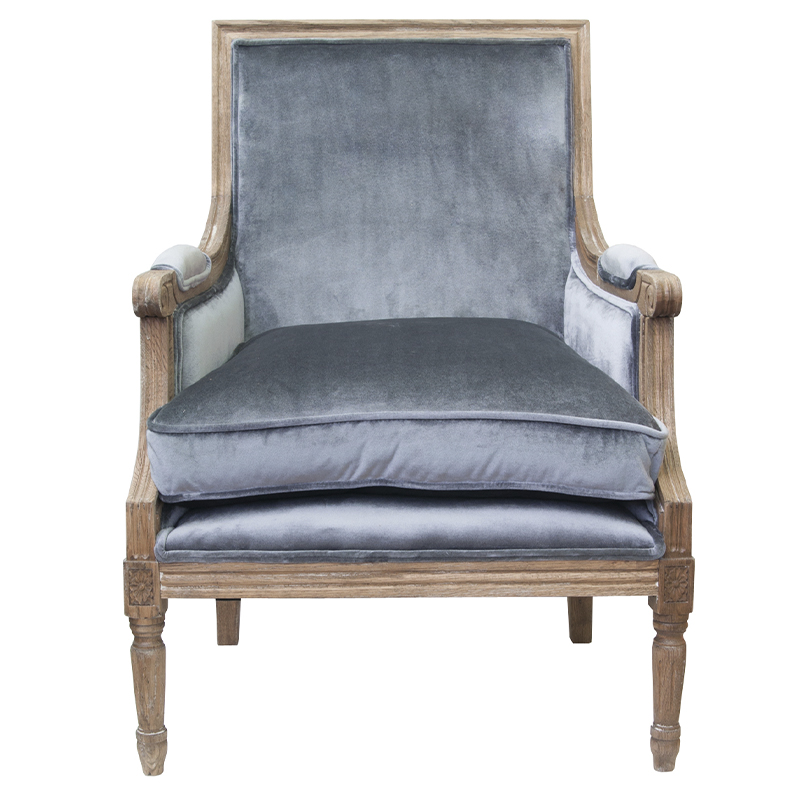 Кресло William Classical Armchair grey velvet Серый Коричневый в Краснодаре | Loft Concept 