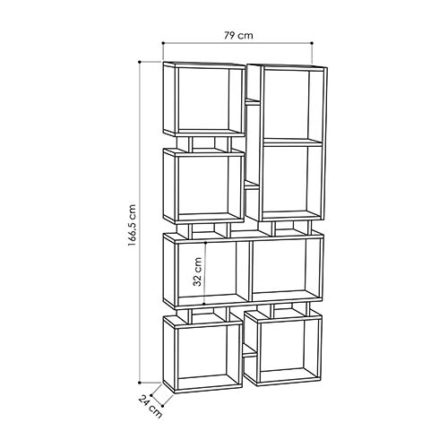 Стеллаж прямой цвета древесины с 8-ю открытыми полками RAIL BOOKCASE NO.1 OAK в Краснодаре