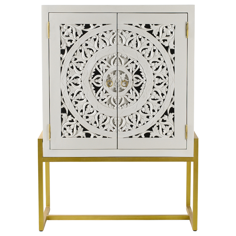 Буфет с резными дверцами Ceara Lace Cabinet Белый Золотой в Краснодаре | Loft Concept 