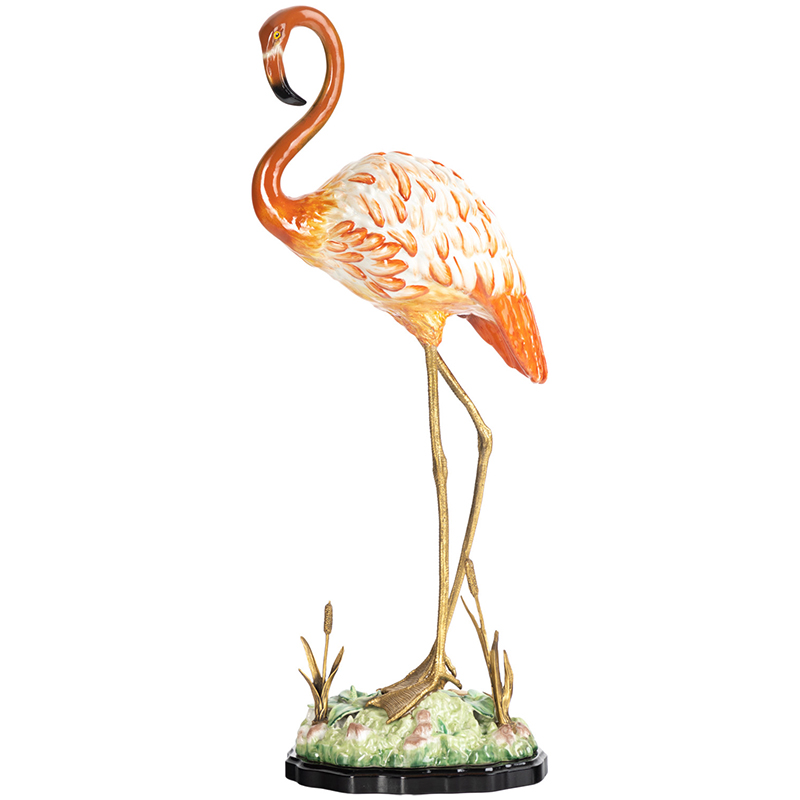 Декоративная статуэтка Flamingos Porcelain Statuette Красный Зеленый Бронза в Краснодаре | Loft Concept 