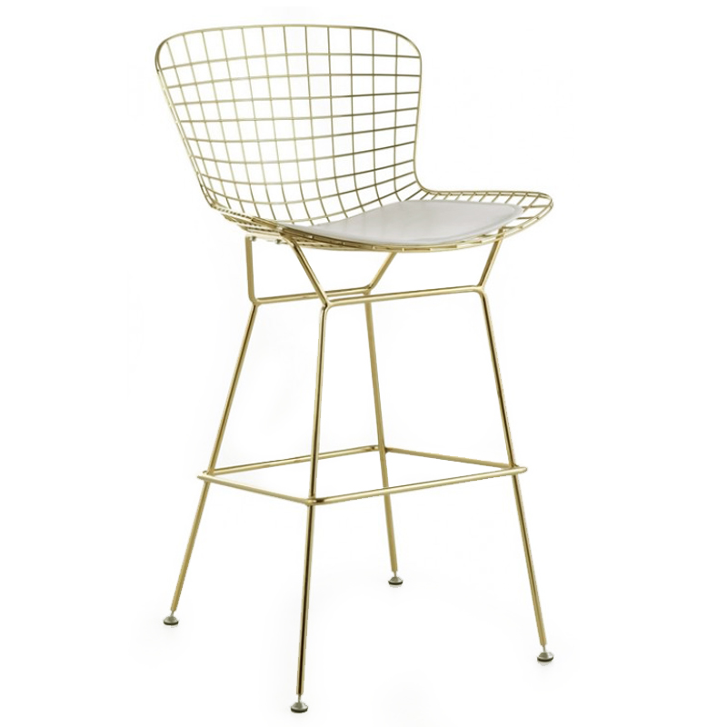 Барный стул Bertoia Barstool Gold Черный Белый Золотой в Краснодаре | Loft Concept 