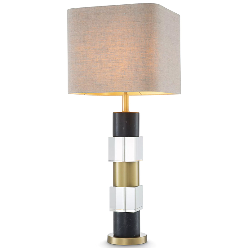 Настольная лампа Eichholtz Table Lamp Black Marble Черный Латунь Прозрачное Стекло Бежево-серый в Краснодаре | Loft Concept 