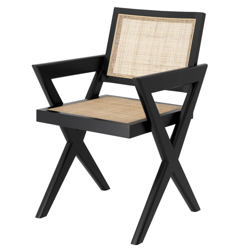 Стул Eichholtz Dining Chair Augustin black Черный Бежевый в Краснодаре | Loft Concept 