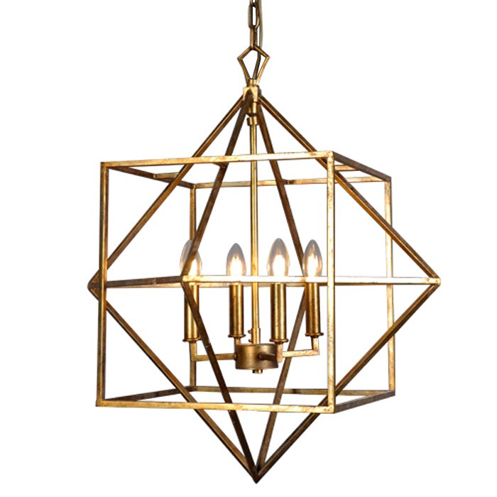 Подвесной светильник CUBIST Chandelier Gold 4 bulbs Золотой в Краснодаре | Loft Concept 