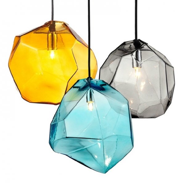 Подвесной светильник Color Ice Cube Pendant Янтарь (Amber) Светло-голубой Серый (Gray) в Краснодаре | Loft Concept 