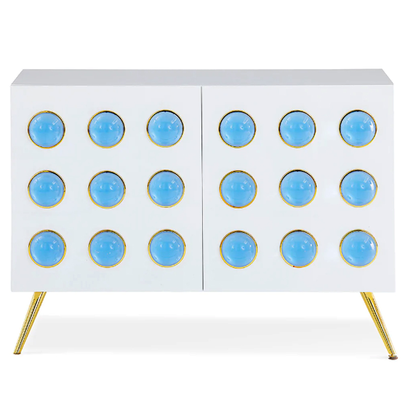 Буфет Jonathan Adler Globo Lucite Cabochon Cabinet Белый Золотой Голубой в Краснодаре | Loft Concept 