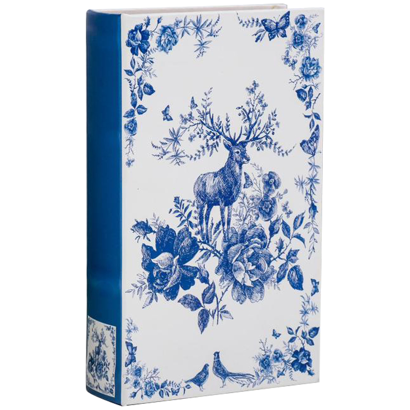 Шкатулка-книга с сейфом Deer and Blue Flowers Book Box Белый Синий в Краснодаре | Loft Concept 