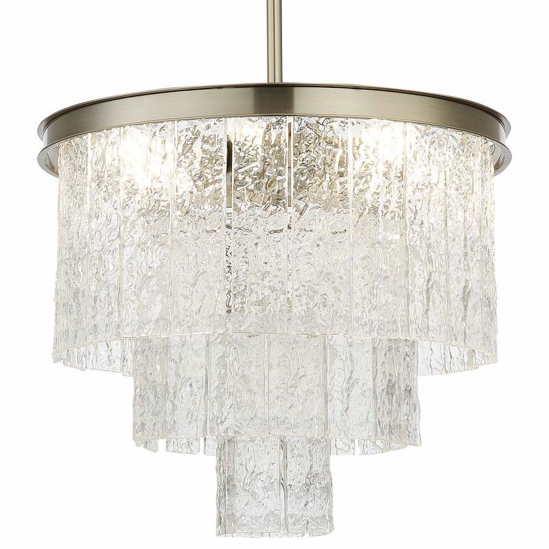 Люстра Renea Textured Glass Chandelier Nickel Никель Прозрачное Стекло в Краснодаре | Loft Concept 