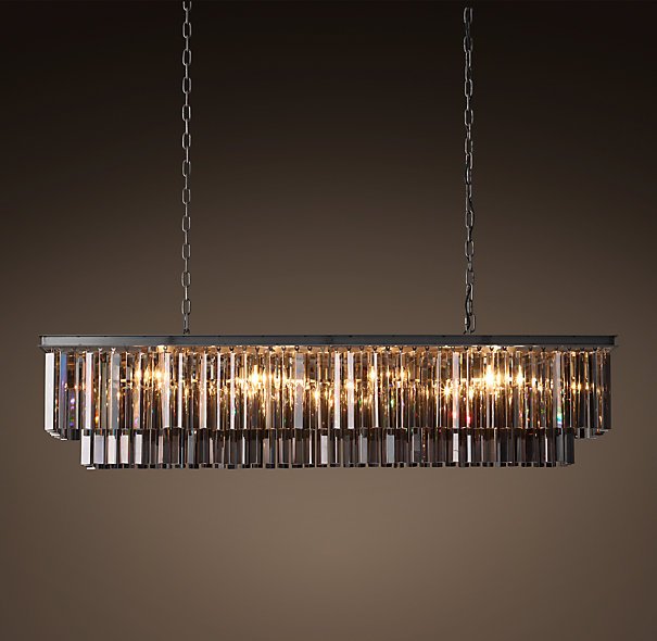 Люстра RH 1920s Odeon Smoke Glass Fringe Black iron 125 Черный в Краснодаре | Loft Concept 