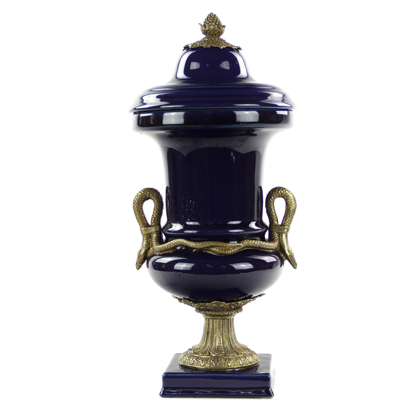 Ваза Selenia Blue Vase Bronze Serpents Синий Бронза в Краснодаре | Loft Concept 