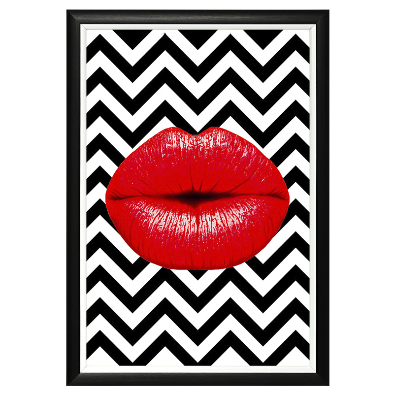 Постер Red Lips Chevron Черно-белый Красный в Краснодаре | Loft Concept 