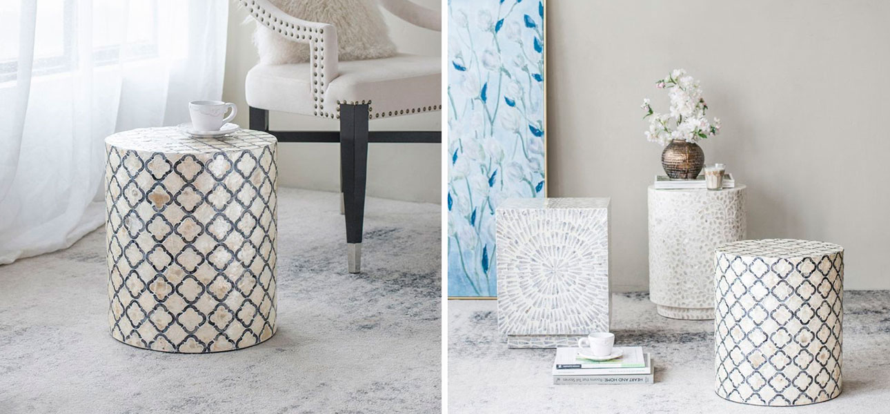 Столик круглый с инкрустацией мозаика Stella - фото