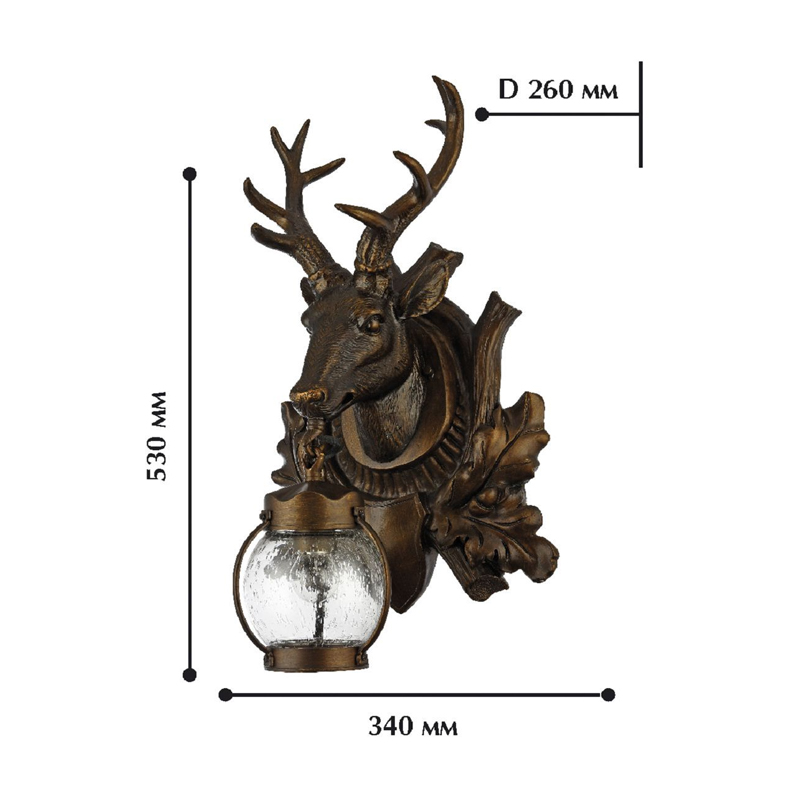 Темно-коричневый уличный светильник с головой оленя ANIMAL LANTERN в Краснодаре
