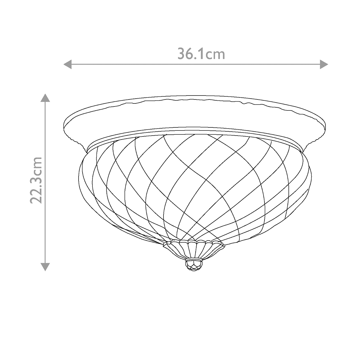 Потолочный светильник цвета латунь с прозрачным рифленым плафоном в форме чаши Hinkley в Краснодаре