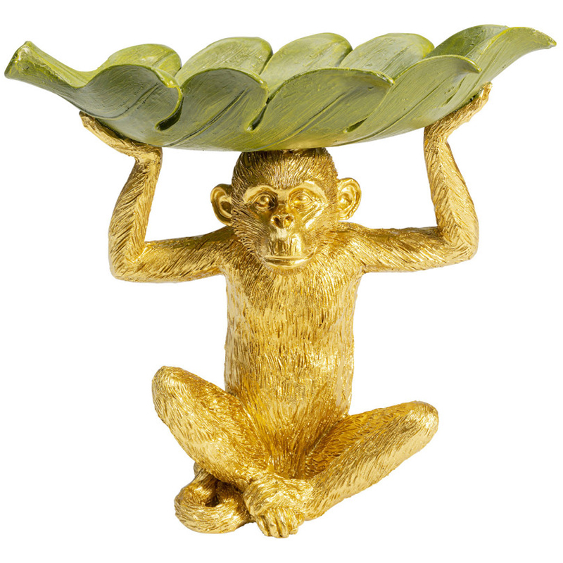 Конфетница Golden Monkey holding a leaf Зеленый Золотой в Краснодаре | Loft Concept 