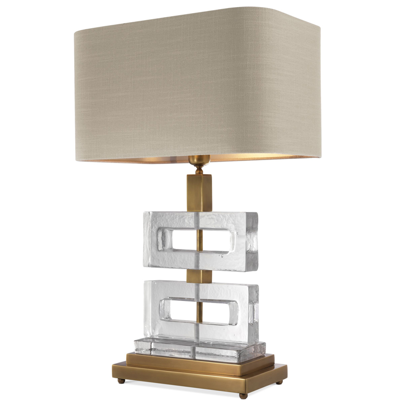 Настольная лампа Eichholtz Table Lamp Umbria Brass Прозрачный Винтажная латунь Бежево-серый в Краснодаре | Loft Concept 