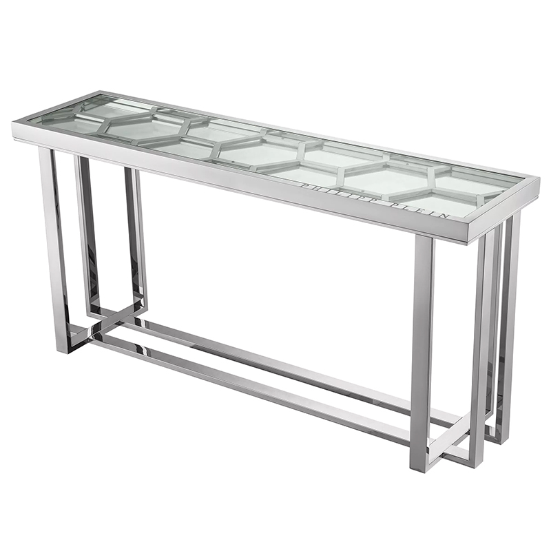 Консоль Philipp Plein Console Table Skeleton Chrome Хром Прозрачное Стекло в Краснодаре | Loft Concept 