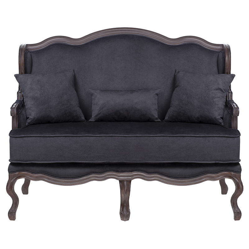 Диван двухместный George Grand Seating black velour Черный Коричневый в Краснодаре | Loft Concept 